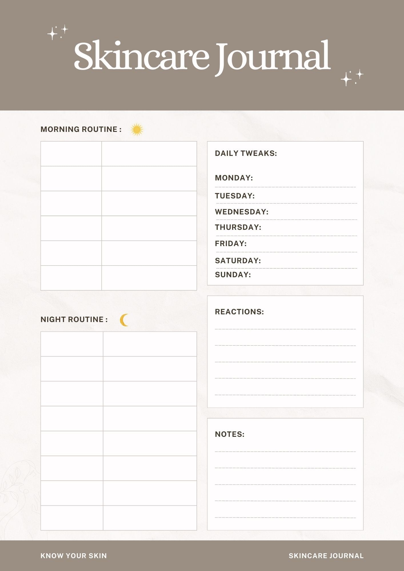 My Skincare Journal (FREE Download)